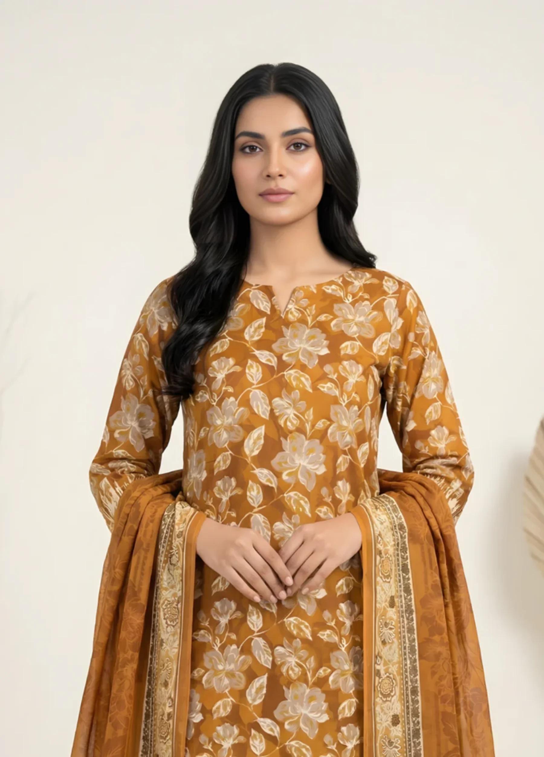 Marooj Gold Imperial Collection Vol 30 Unstitched 3 PC Suit – Design 1