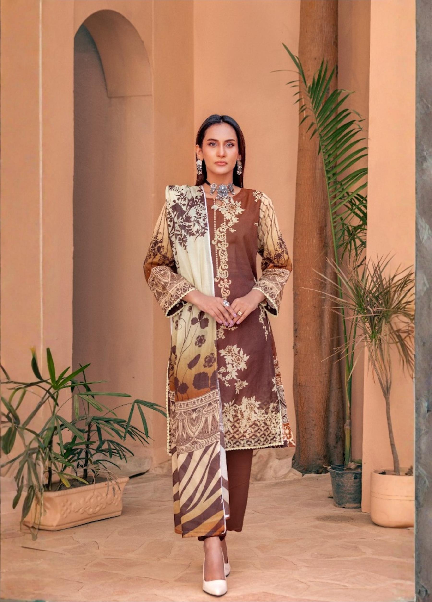 BAHAAR by MEERAL Unstitched Lawn Print 3 Piece Suits Volume:01 Design:10
