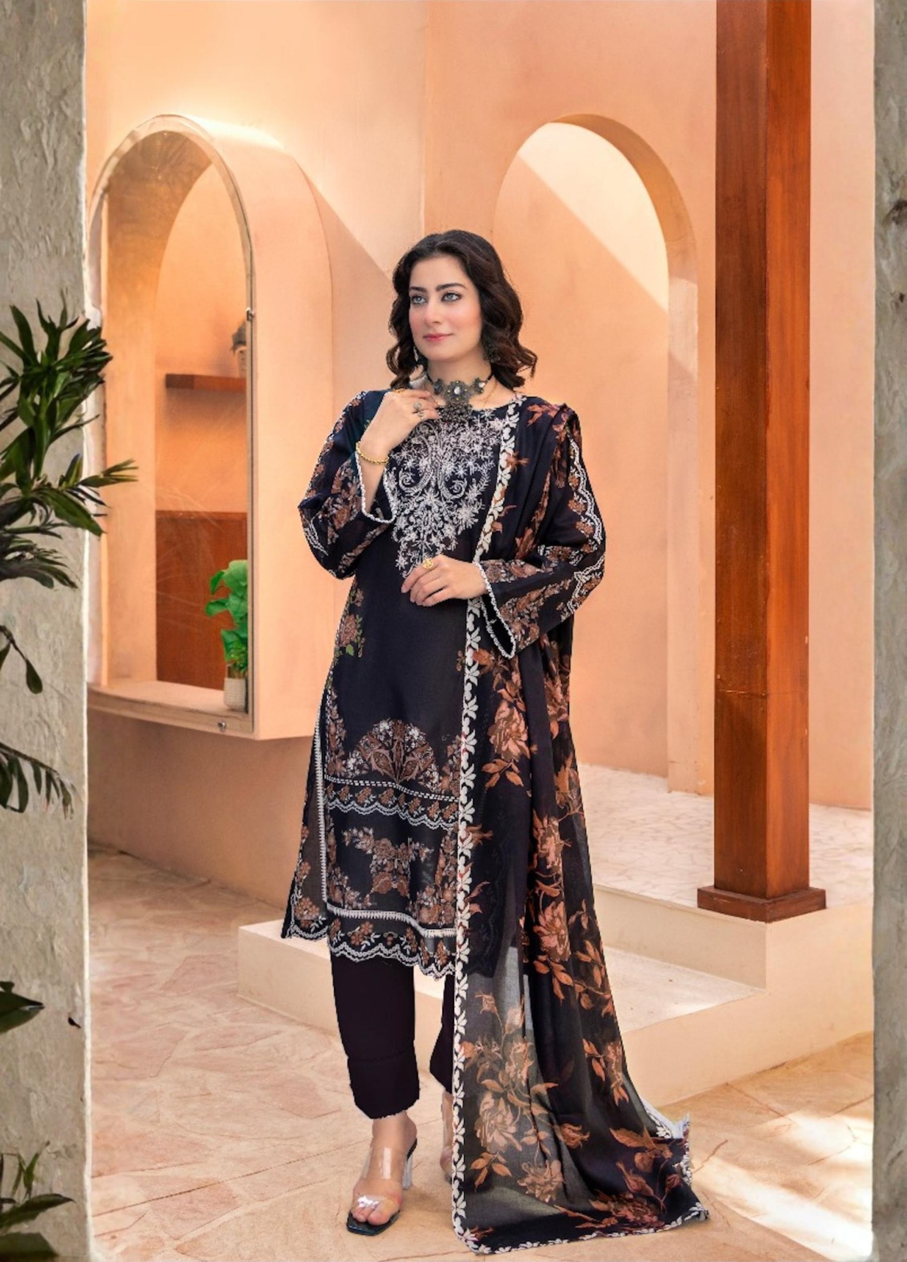BAHAAR by MEERAL Unstitched Lawn Print 3 Piece Suits Volume:01 Design:08