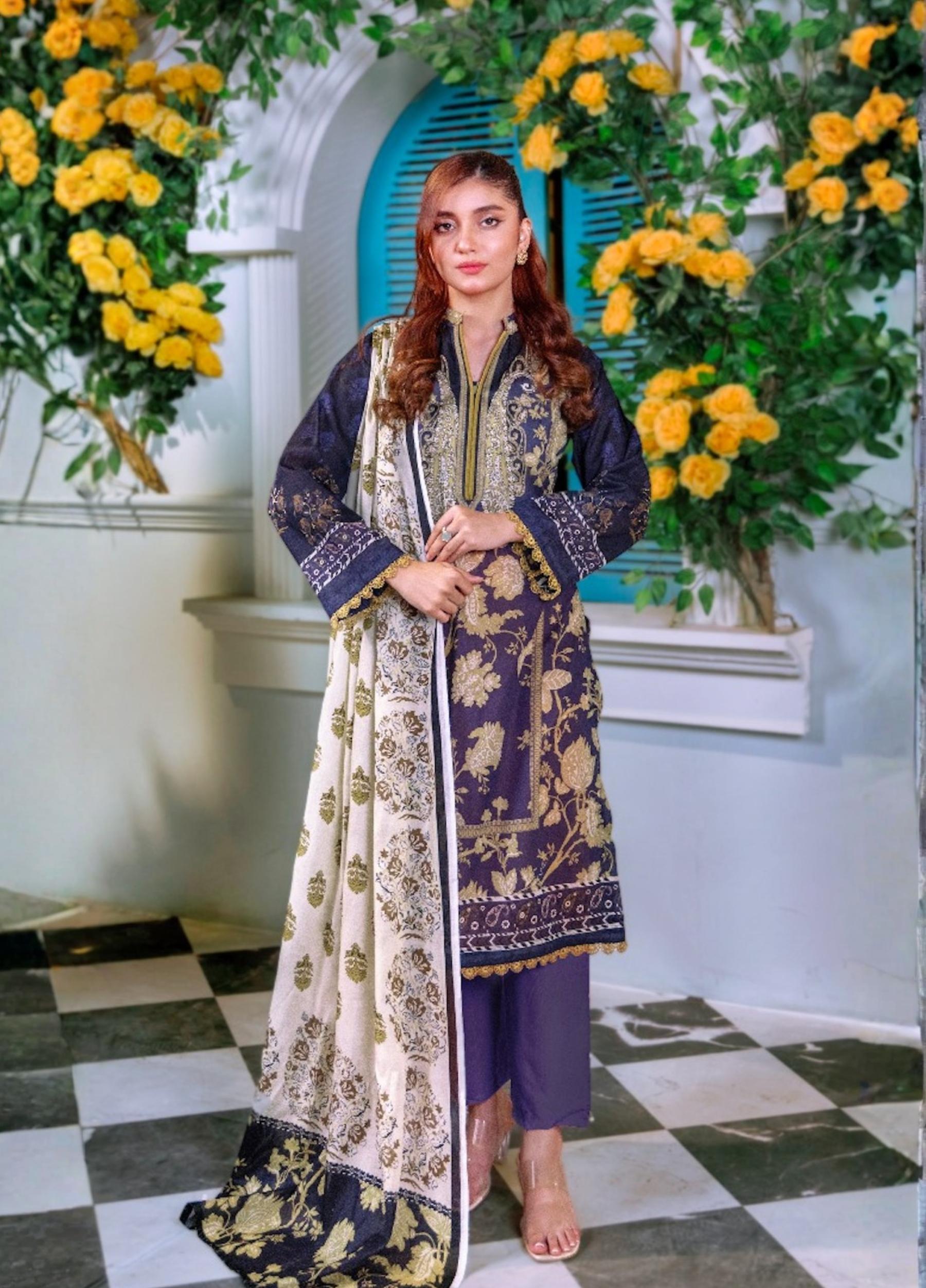 BAHAAR by MEERAL Unstitched Lawn Print 3 Piece Suits Volume:01 Design:03