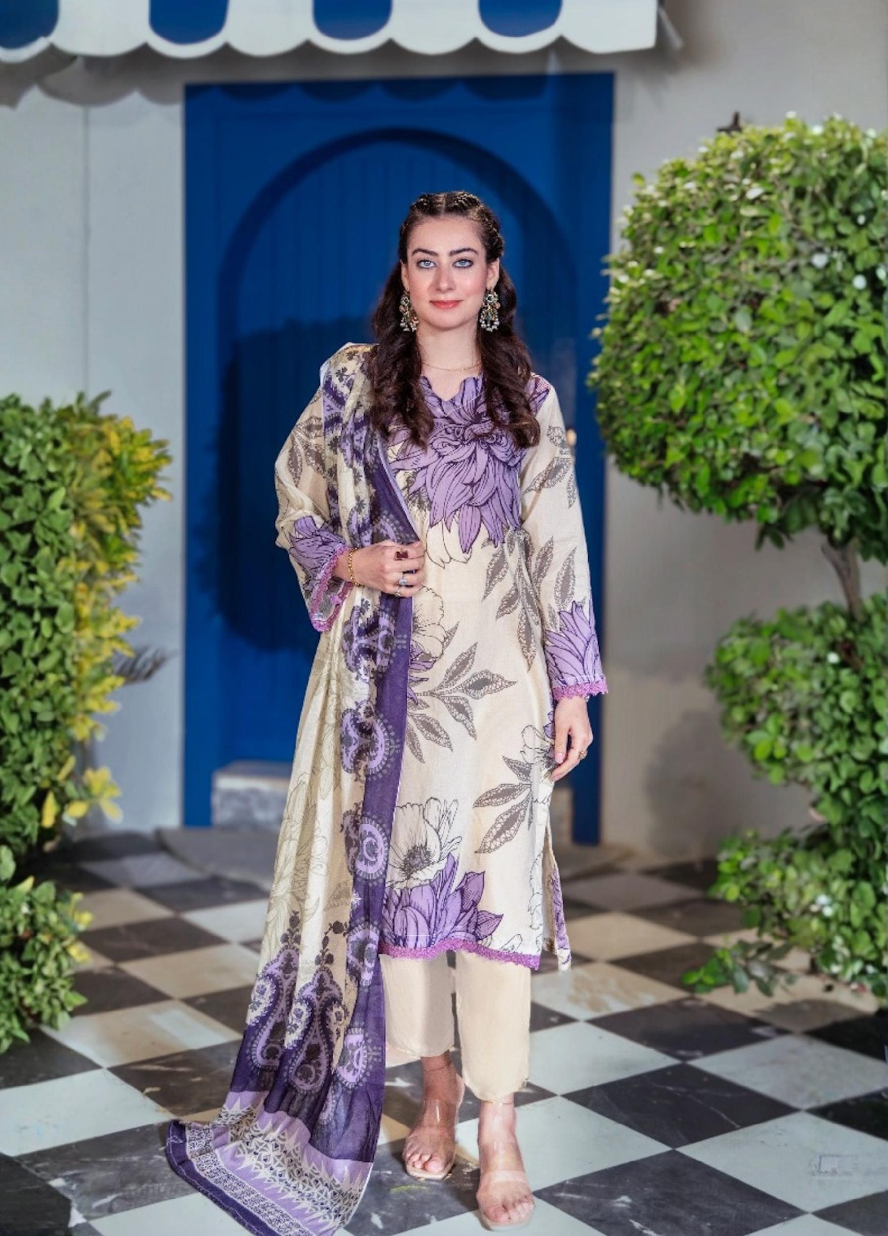 BAHAAR by MEERAL Unstitched Lawn Print 3 Piece Suits Volume:1 Design:02