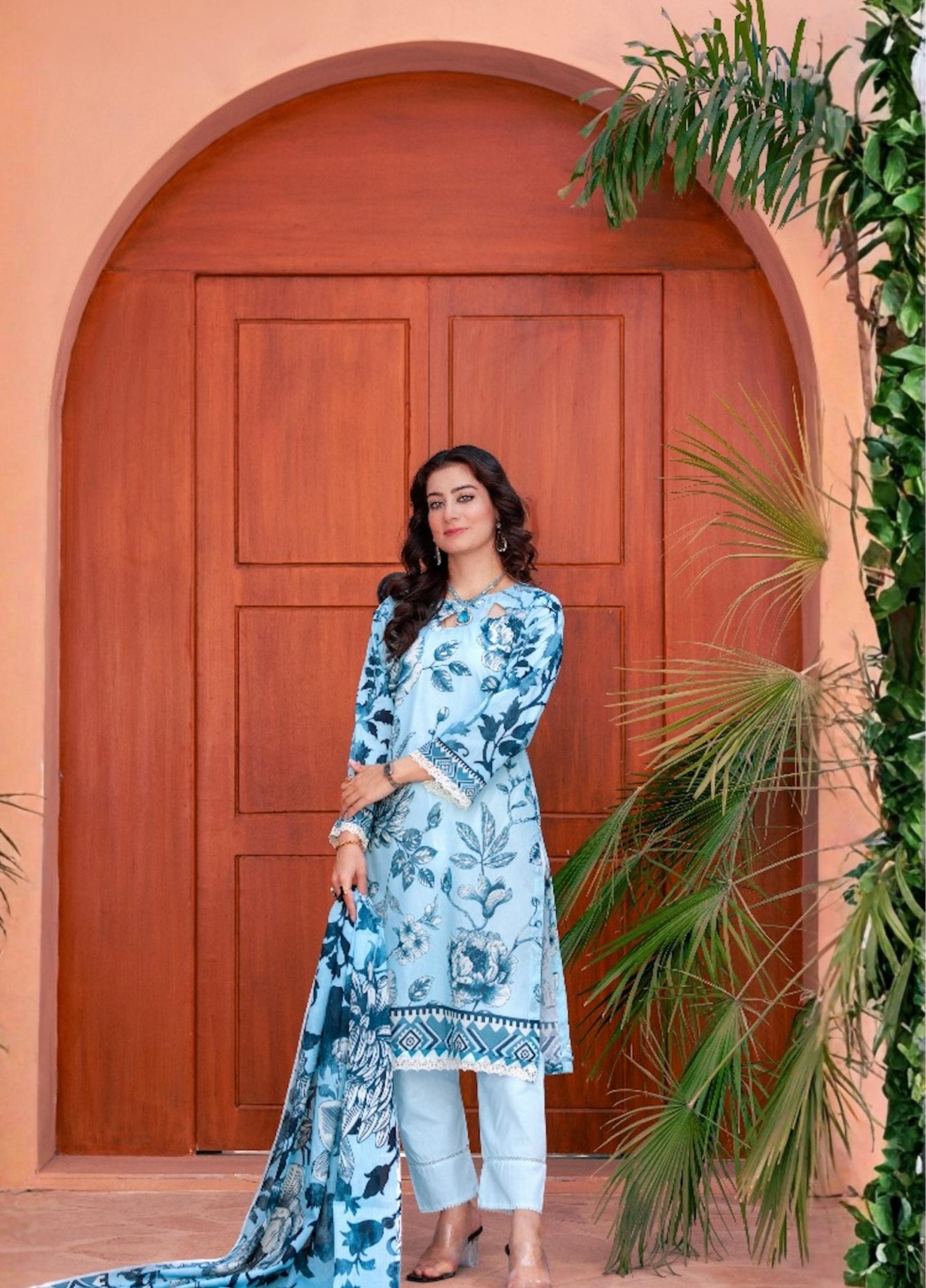 BAHAAR by MEERAL Unstitched Lawn Print 3 Piece Suits Volume:01 Design:07