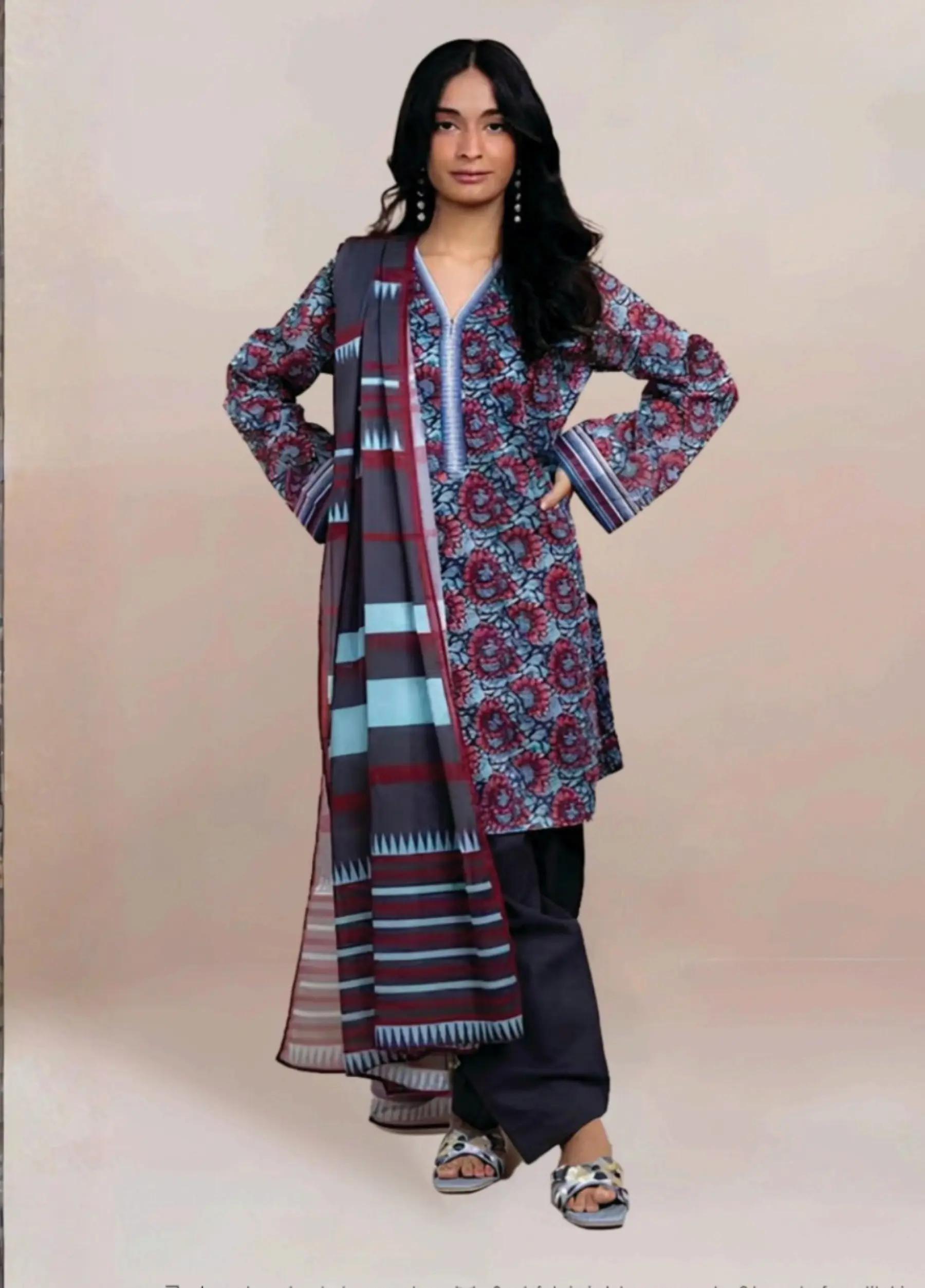 Alkaram Summer 26 Lawn Collection 3 Pc Suit Article MSB26-72-Charcoal