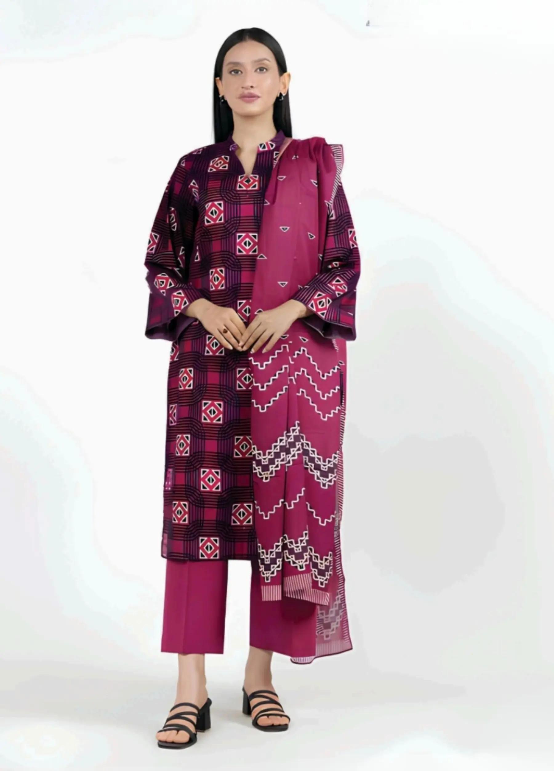 Alkaram Summer 26 Lawn Collection 3 Pc Suit Article MSB26-54-Pink