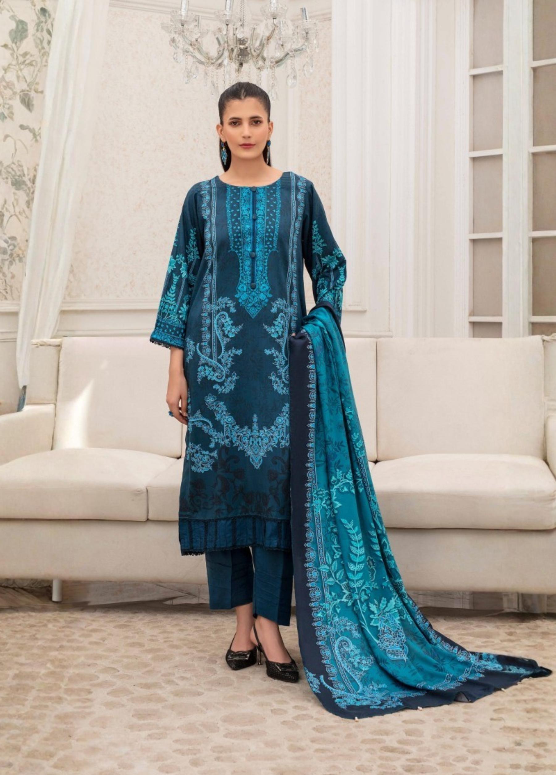FABIHA by Feroza Unstitched Linen Print 3 Piece Suits Volume:02 Design:01