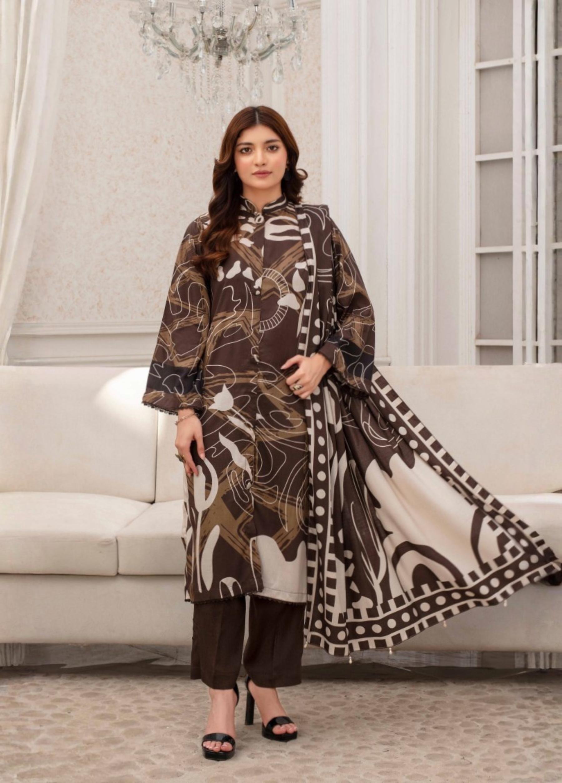 FABIHA by Feroza Unstitched Linen Print 3 Piece Suits Volume:2 Design:02
