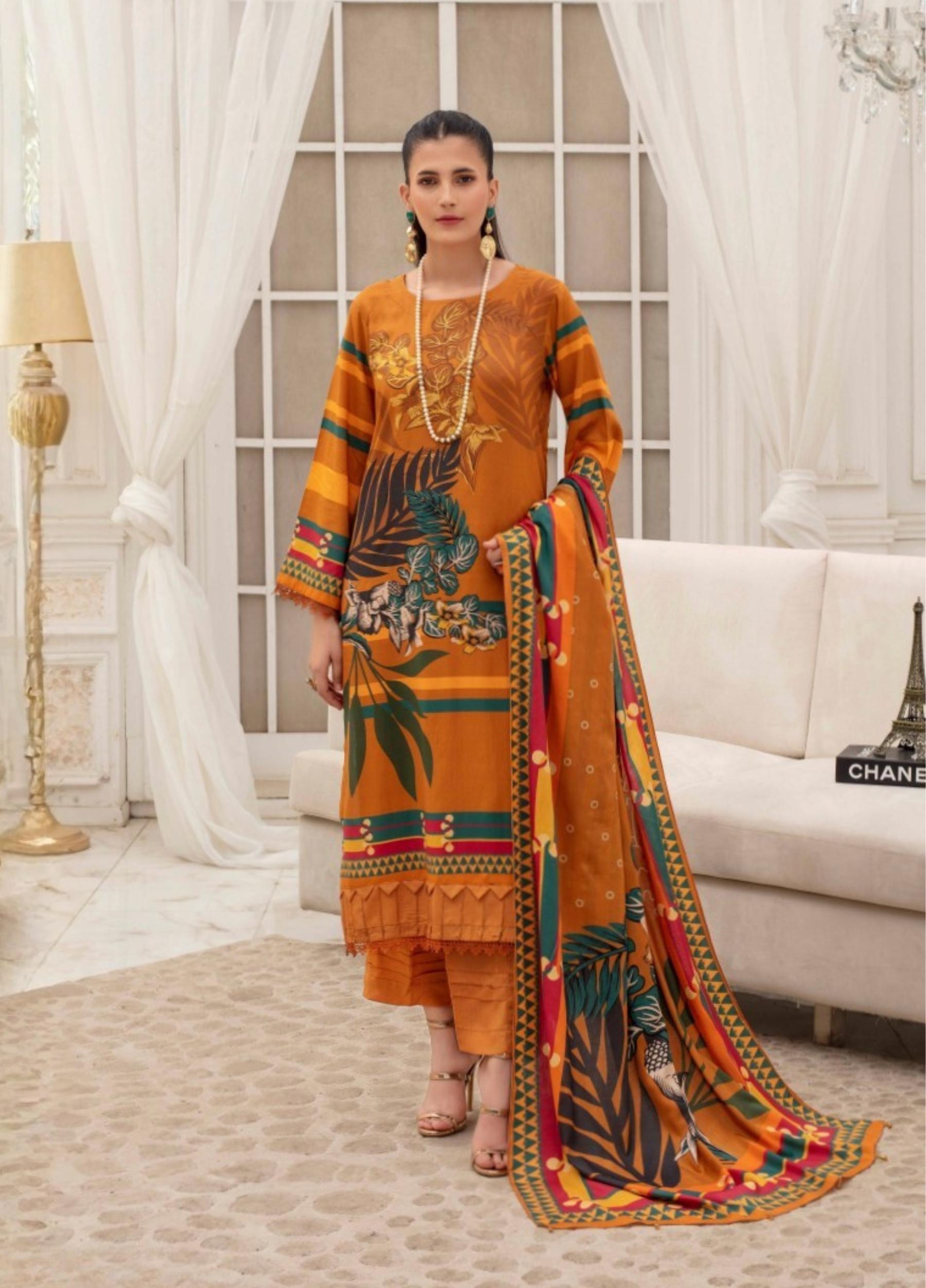 FABIHA by Feroza Unstitched Linen Print 3 Piece Suits Volume:2 Design:06