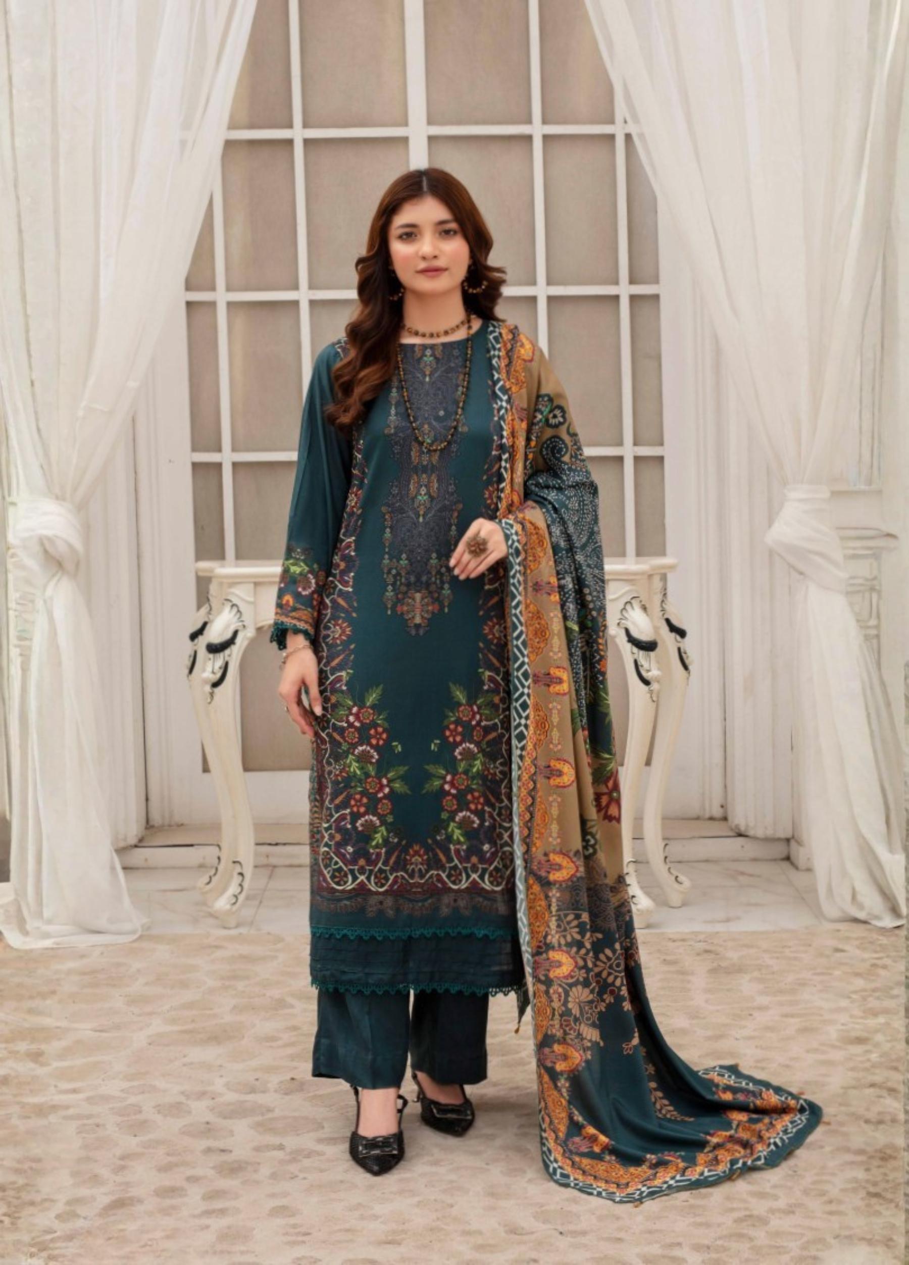 FABIHA by Feroza Unstitched Linen Print 3 Piece Suits Volume:2 Design:07