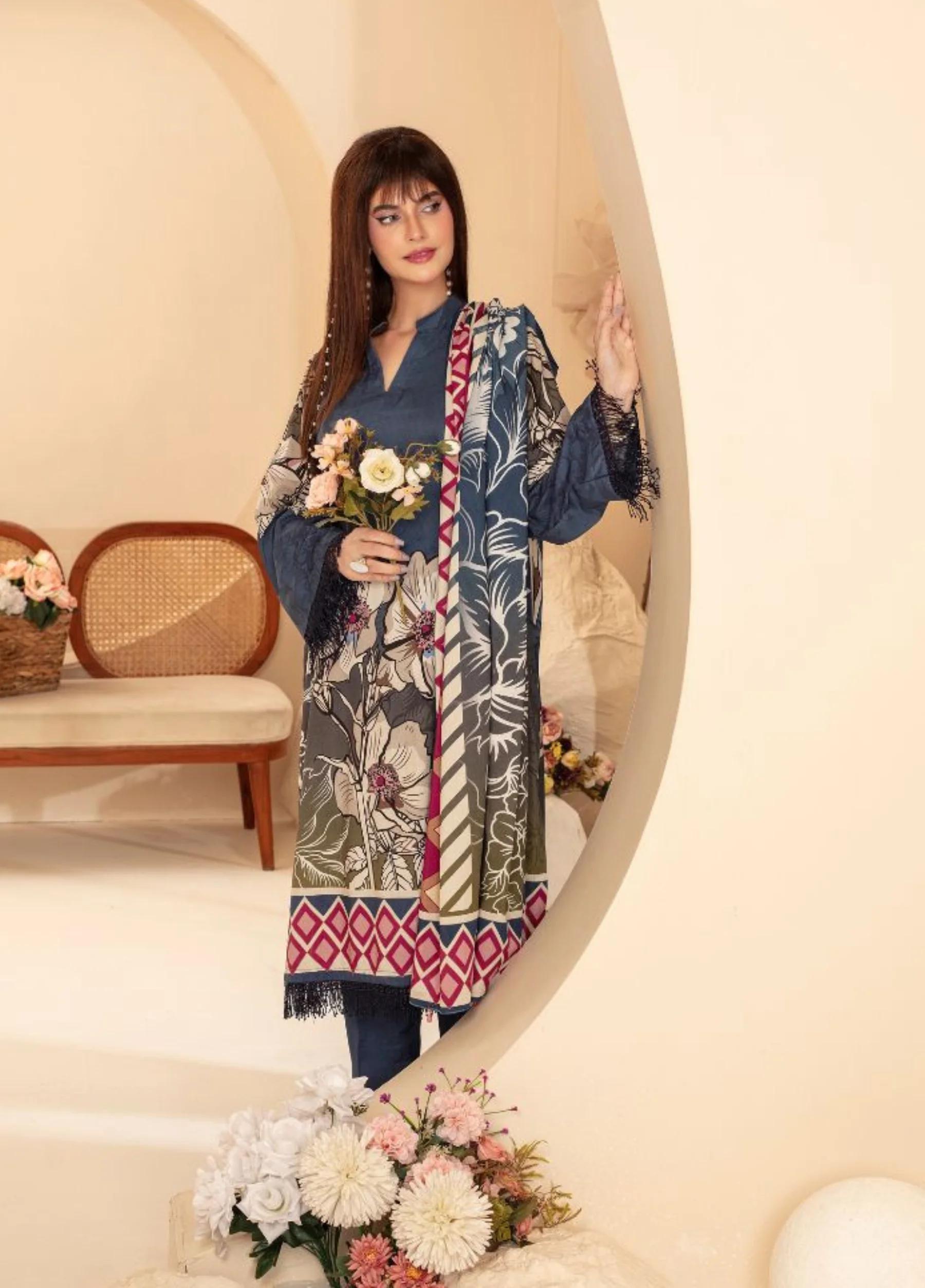 FABIHA by Feroza Unstitched Linen Print 3 Piece Suits Volume:2 Design:11
