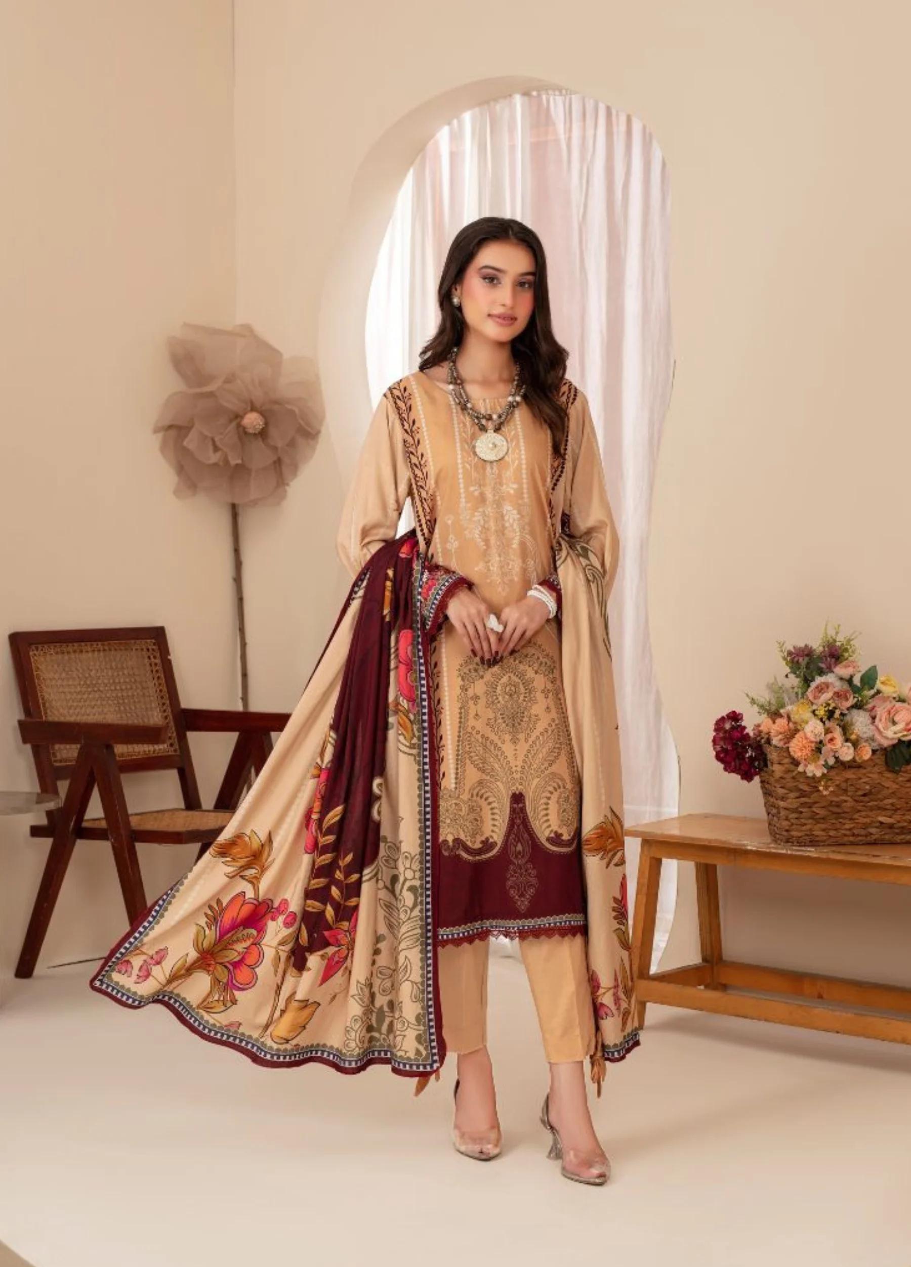 FABIHA by Feroza Unstitched Linen Print 3 Piece Suits Volume:2 Design:12