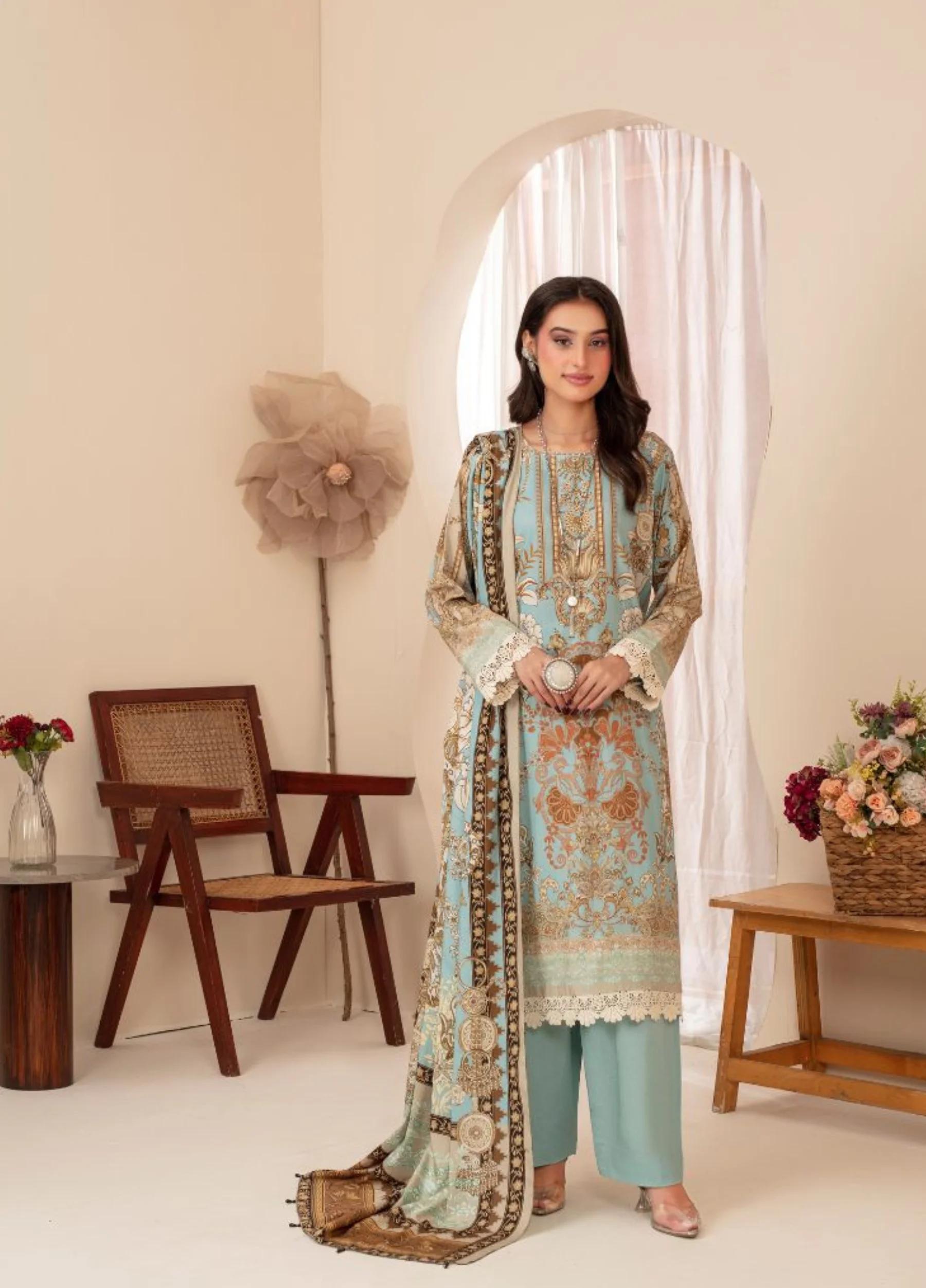 FABIHA by Feroza Unstitched Linen Print 3 Piece Suits Volume:01 Design:08
