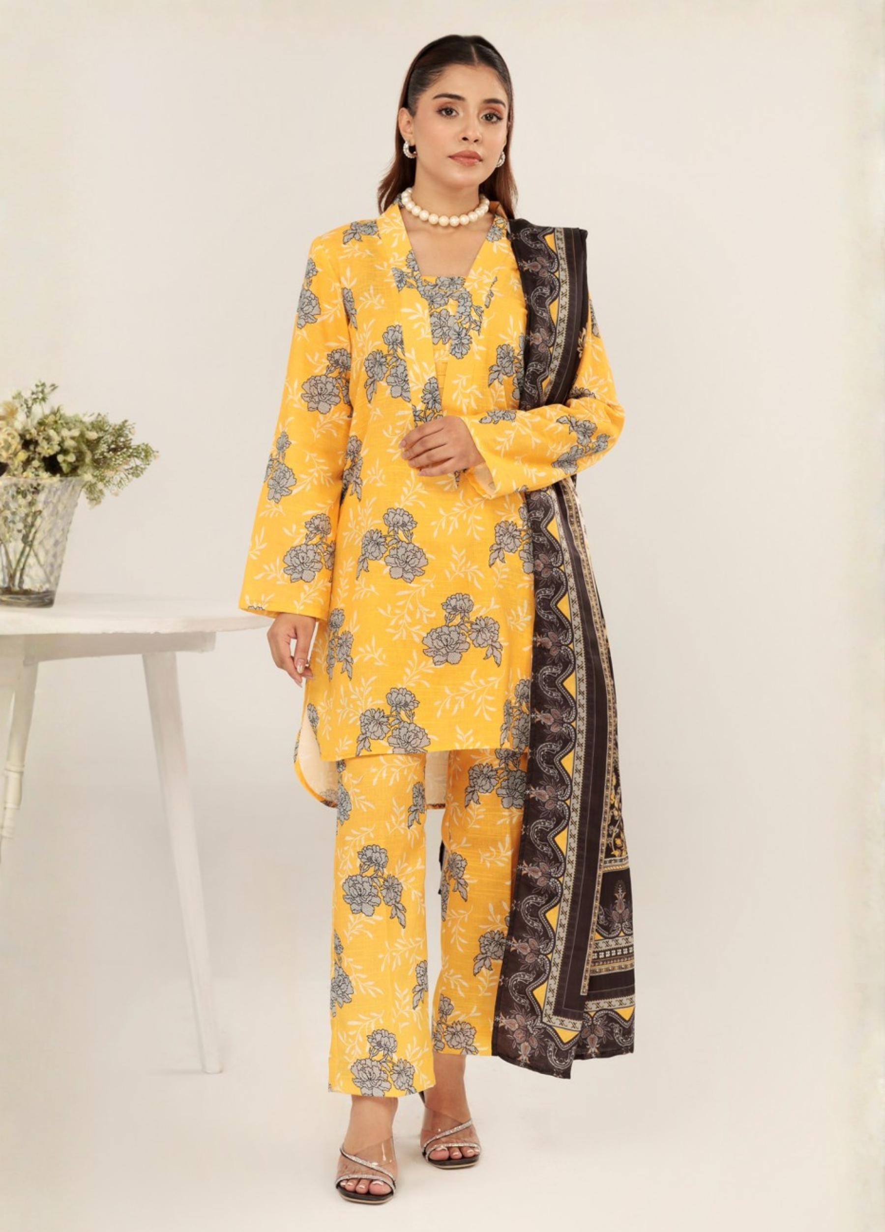 janan Unstitched Khaddar Print 3 Piece Suits Volume:01 Design:01
