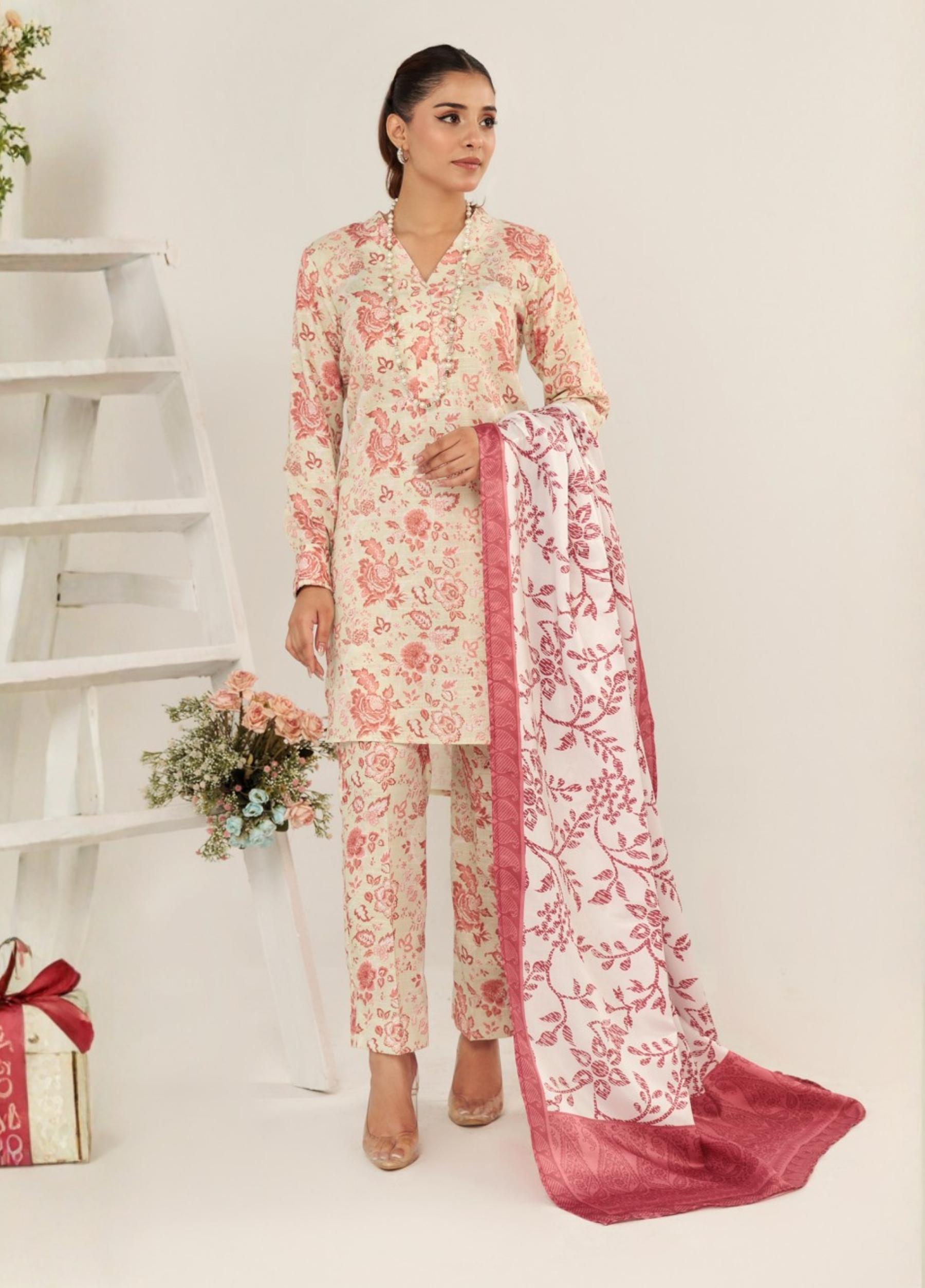 janan Unstitched Khaddar Print 3 Piece Suits Volume:01 Design:02