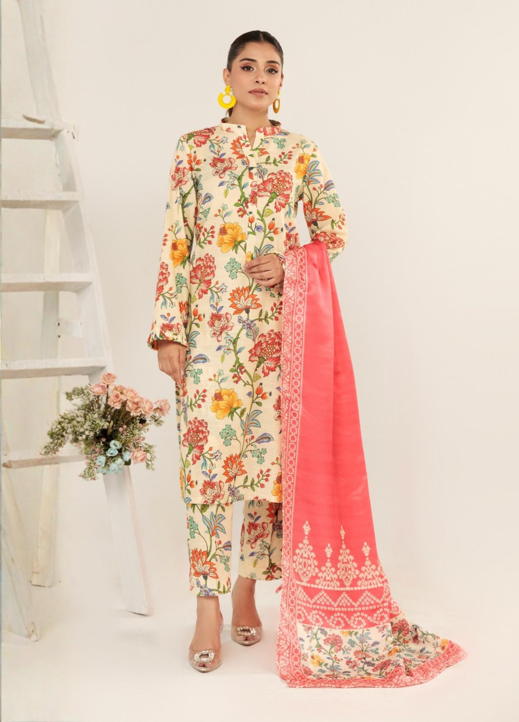 janan Unstitched Khaddar Print 3 Piece Suits Volume:01 Design:04