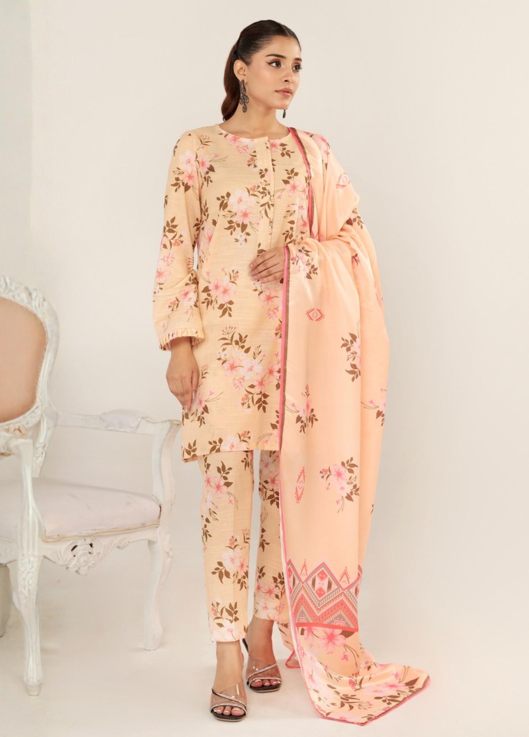 janan Unstitched Khaddar Print 3 Piece Suits Volume:01 Design:07