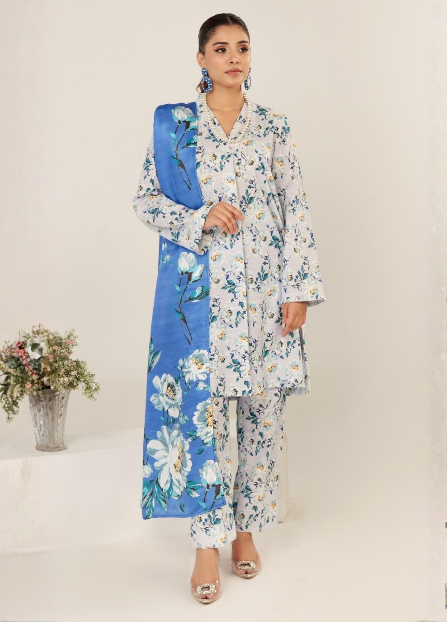 janan Unstitched Khaddar Print 3 Piece Suits Volume:01 Design:08