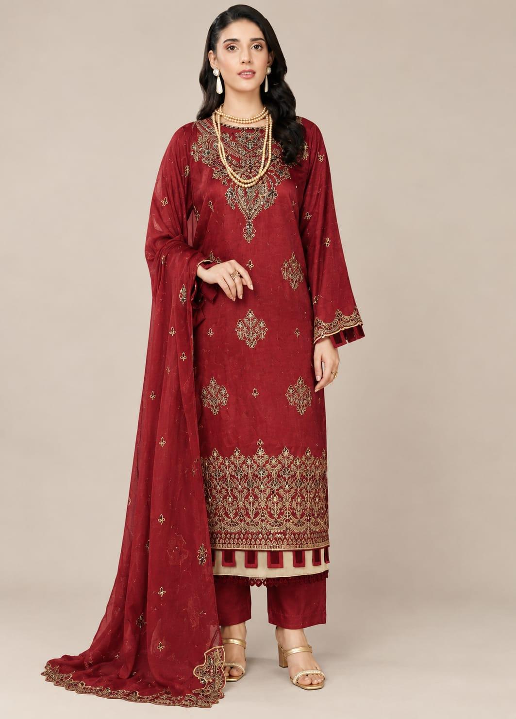 Jahanara Luxury Viscose & Chiffon Embroidered by IRSA Article -06