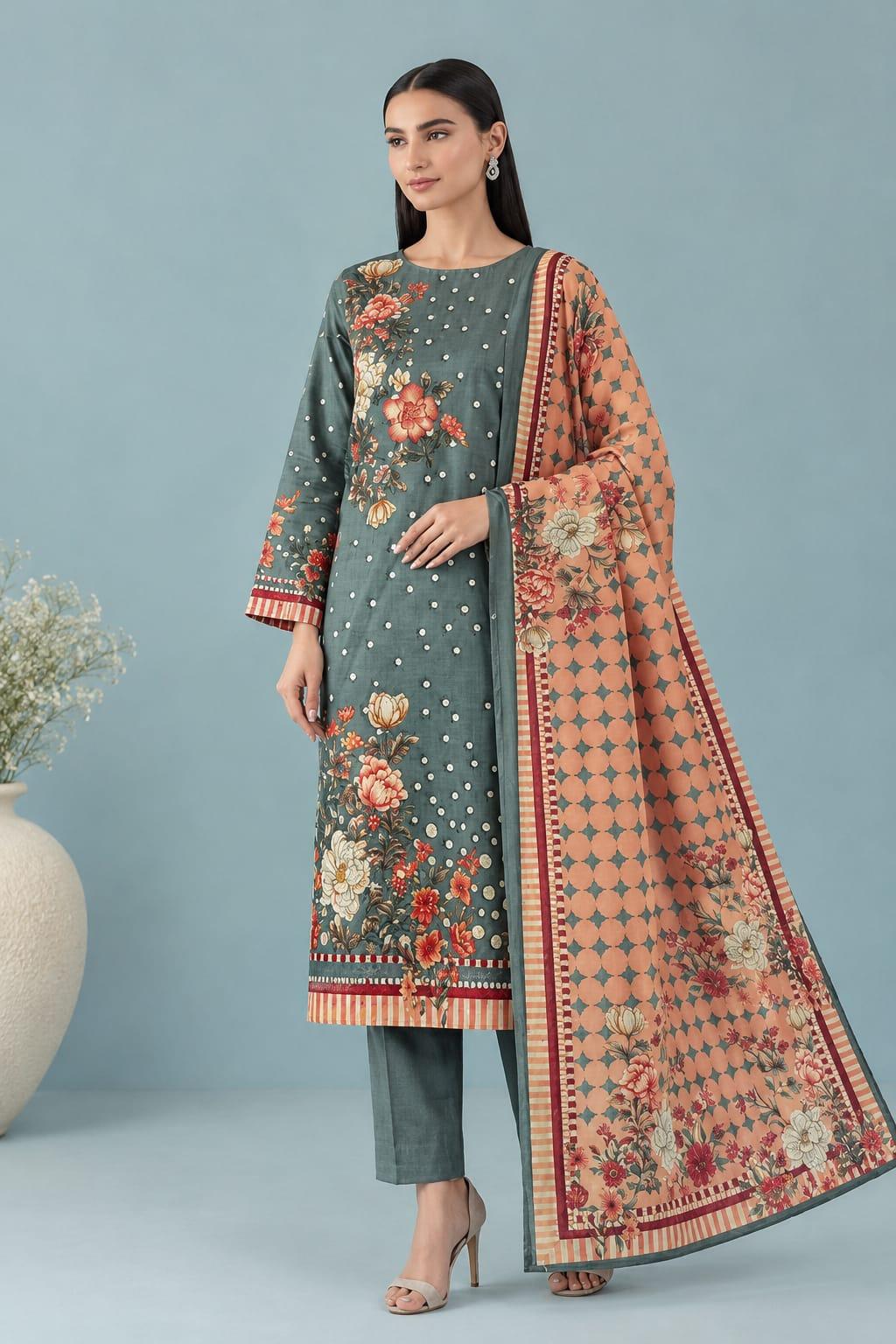 Nishat Unstitched Khaddar 3PC Winter Collection – Article 07